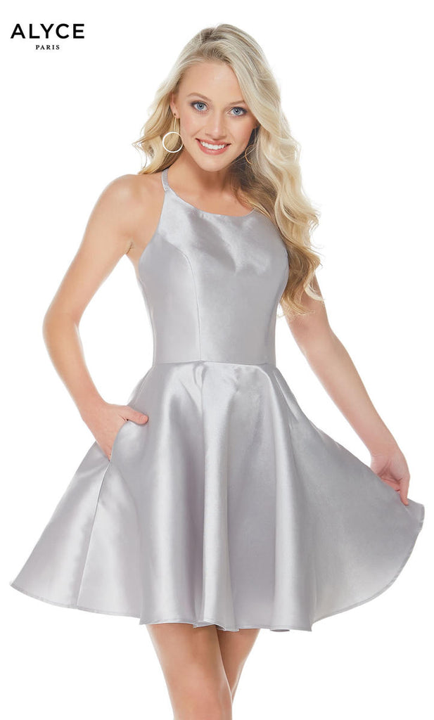 Short V Neck Gray Lace Prom Dresses, Gray V Neck Short Lace Formal Hom –  jbydress